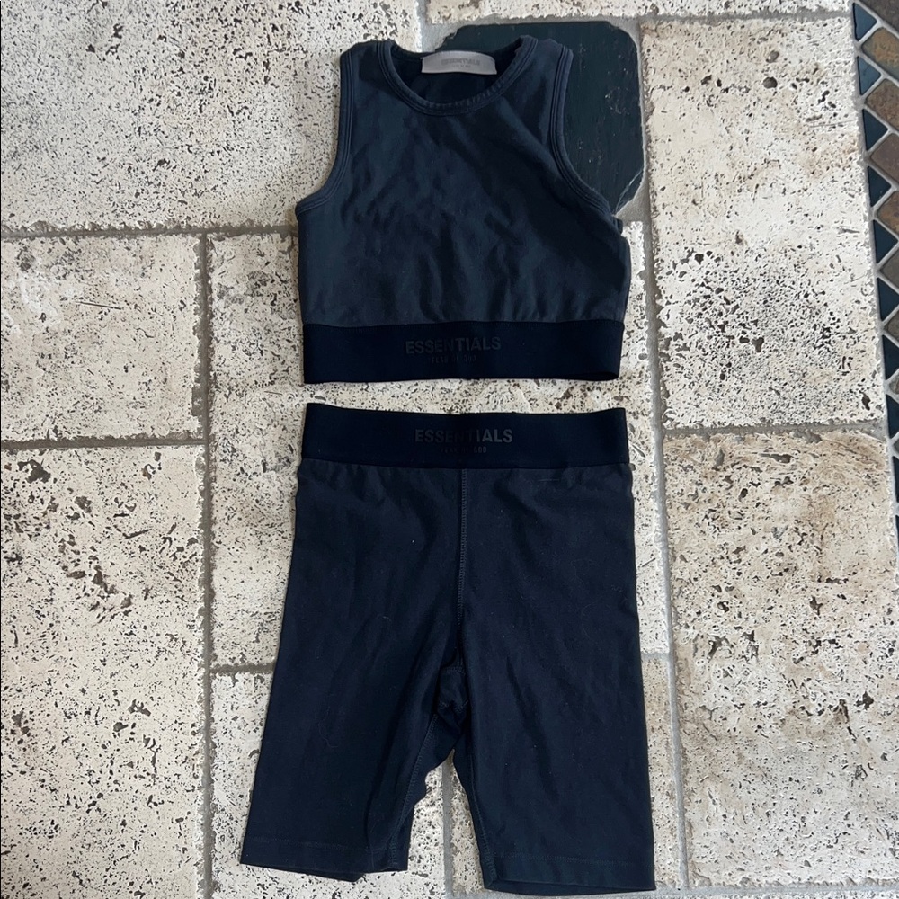 Essentials Black Sleeveless Top and Shorts Set